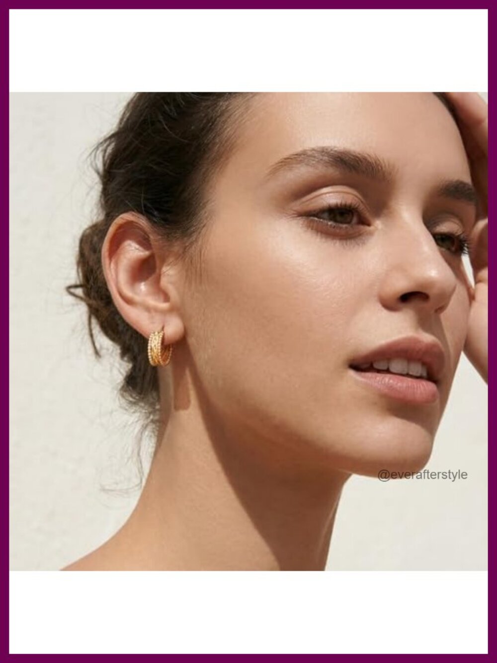 14k Gold Plated Layered Texture Hoop Earrings for Women - Picture 3 of 6